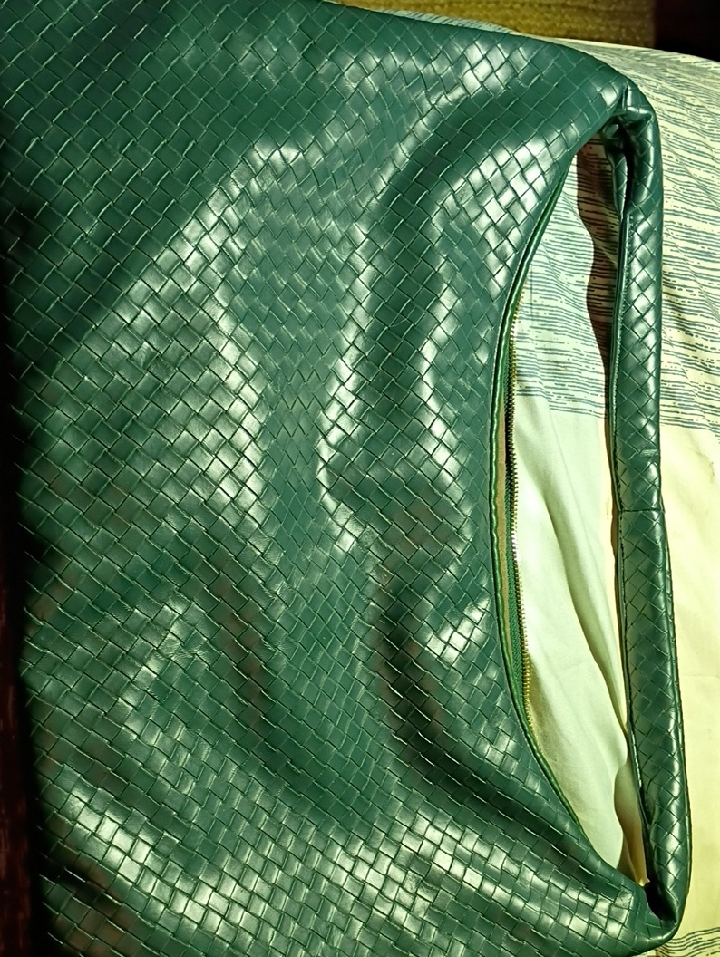 Bottega Veneta Woven Green Leather Shoulder Tote Bag